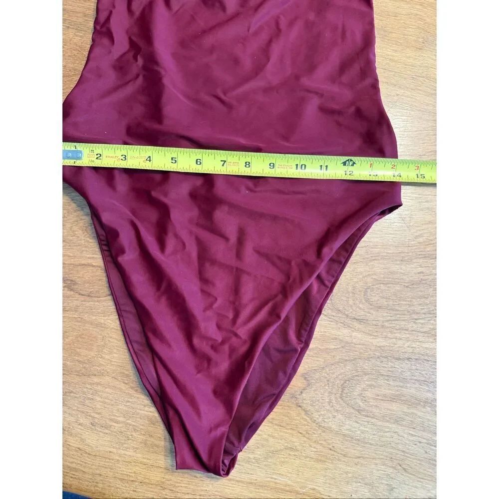 Aerie Women's Square Neck Lined Stretch One-Piece Swimsuit Burgundy XL Junior - Picture 7 of 7
